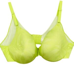 Cacique Lime Green Leaf Lace Full Coverage Underwire Bra 40C Neon Tropical